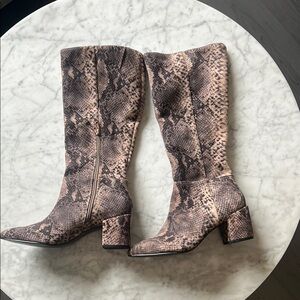 Charles David Snakeskin Pattern Knee-High Boots
